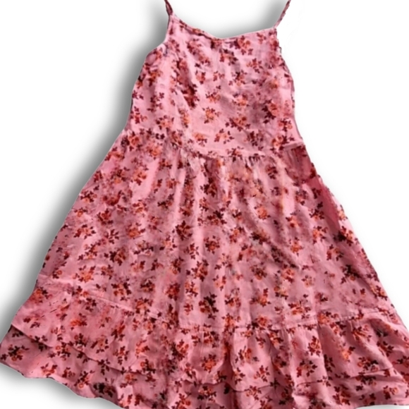Sonoma Goods For Life Girls' Pink Floral Sundress With Tiered Skirt Sz L (10/12) - Picture 2 of 7